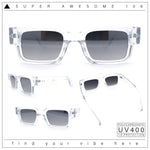 Narrow Rectangle Horn Rim Gentlmanly Thick Beveled Plastic Sunglasses