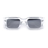 Narrow Rectangle Horn Rim Gentlmanly Thick Beveled Plastic Sunglasses