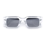 Narrow Rectangle Horn Rim Gentlmanly Thick Beveled Plastic Sunglasses
