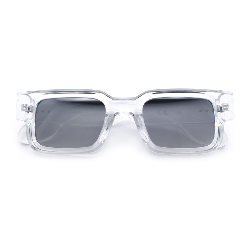 Narrow Rectangle Horn Rim Gentlmanly Thick Beveled Plastic Sunglasses