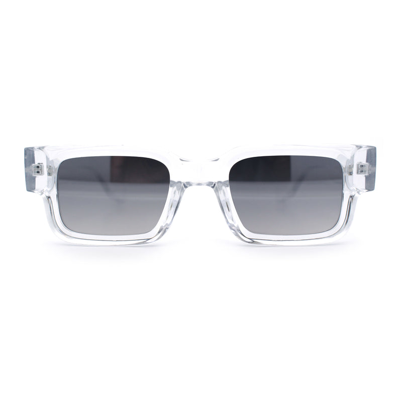 Narrow Rectangle Horn Rim Gentlmanly Thick Beveled Plastic Sunglasses