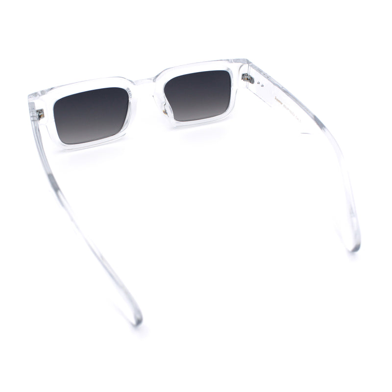 Narrow Rectangle Horn Rim Gentlmanly Thick Beveled Plastic Sunglasses