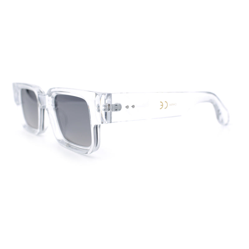 Narrow Rectangle Horn Rim Gentlmanly Thick Beveled Plastic Sunglasses