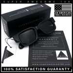 Narrow Rectangle Horn Rim Gentlmanly Thick Beveled Plastic Sunglasses