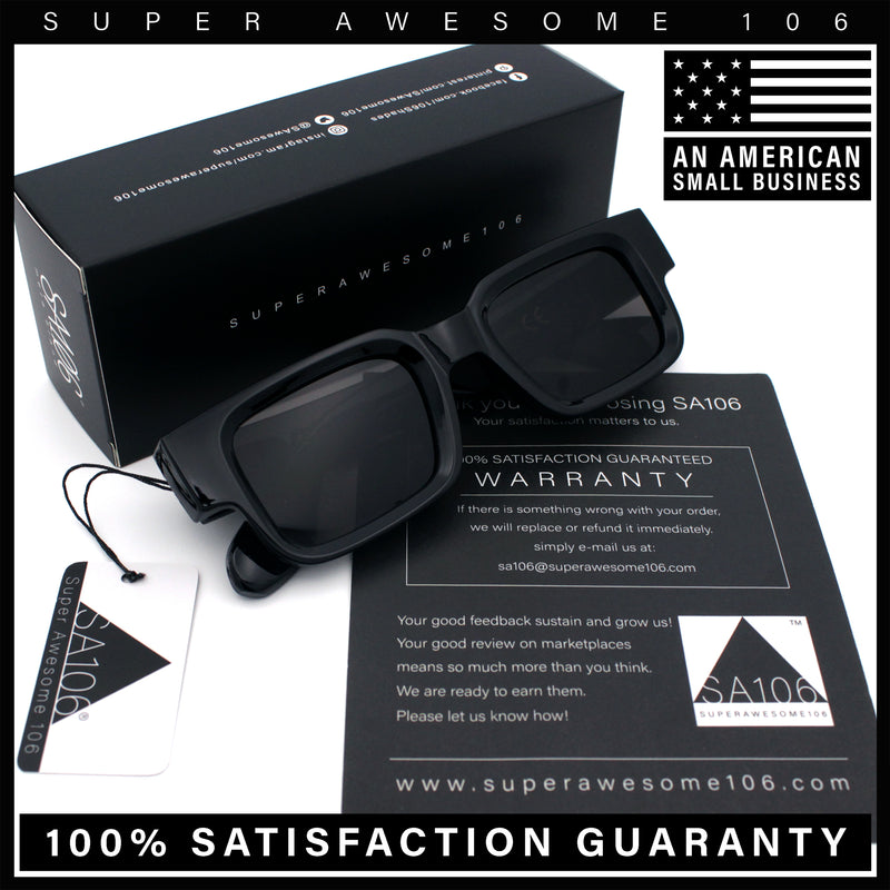 Narrow Rectangle Horn Rim Gentlmanly Thick Beveled Plastic Sunglasses