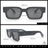Narrow Rectangle Horn Rim Gentlmanly Thick Beveled Plastic Sunglasses