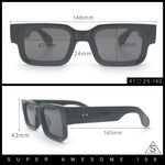 Narrow Rectangle Horn Rim Gentlmanly Thick Beveled Plastic Sunglasses