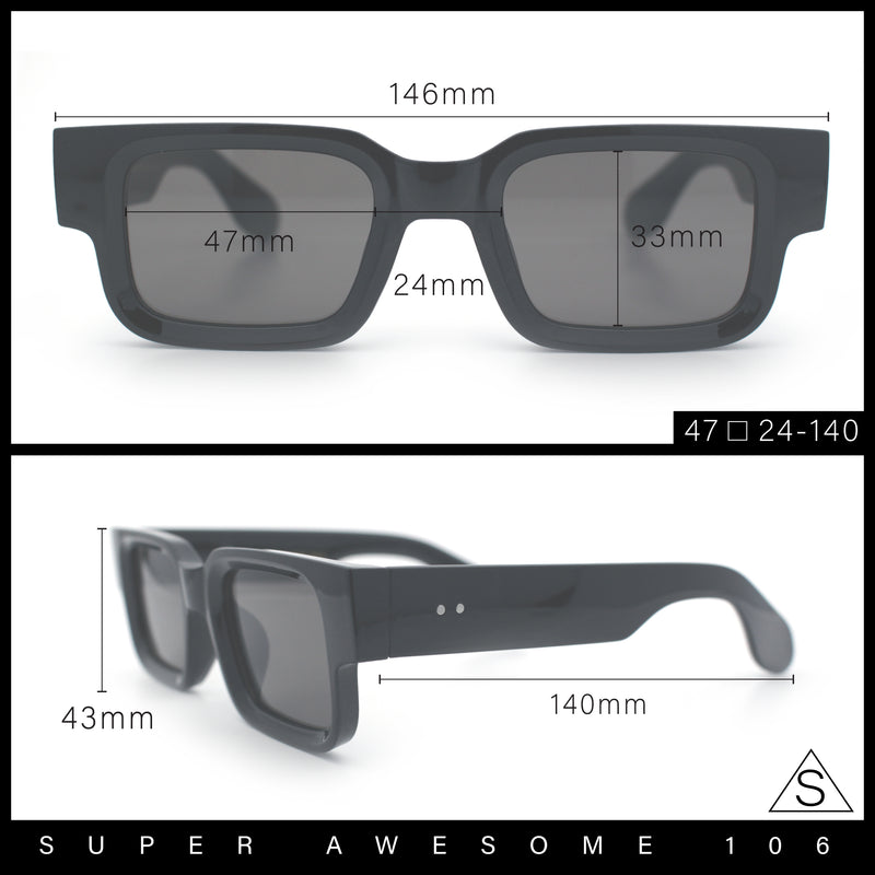 Narrow Rectangle Horn Rim Gentlmanly Thick Beveled Plastic Sunglasses