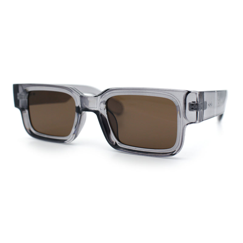 Narrow Rectangle Horn Rim Gentlmanly Thick Beveled Plastic Sunglasses