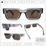 Narrow Rectangle Horn Rim Gentlmanly Thick Beveled Plastic Sunglasses