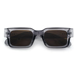 Narrow Rectangle Horn Rim Gentlmanly Thick Beveled Plastic Sunglasses