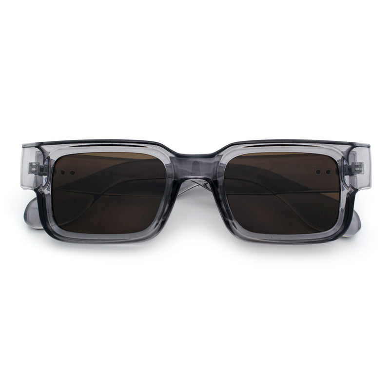 Narrow Rectangle Horn Rim Gentlmanly Thick Beveled Plastic Sunglasses