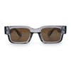 Narrow Rectangle Horn Rim Gentlmanly Thick Beveled Plastic Sunglasses