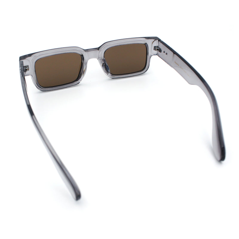 Narrow Rectangle Horn Rim Gentlmanly Thick Beveled Plastic Sunglasses