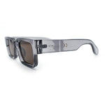 Narrow Rectangle Horn Rim Gentlmanly Thick Beveled Plastic Sunglasses