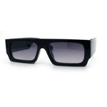 Narrow Rectangle Flat Top Horn Rim Thick Temple Plastic Sunglasses