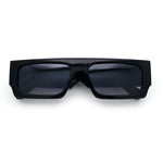 Narrow Rectangle Flat Top Horn Rim Thick Temple Plastic Sunglasses