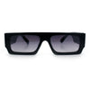 Narrow Rectangle Flat Top Horn Rim Thick Temple Plastic Sunglasses