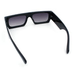 Narrow Rectangle Flat Top Horn Rim Thick Temple Plastic Sunglasses