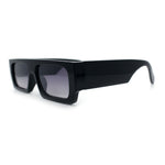 Narrow Rectangle Flat Top Horn Rim Thick Temple Plastic Sunglasses