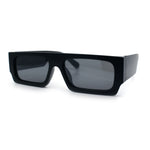 Narrow Rectangle Flat Top Horn Rim Thick Temple Plastic Sunglasses