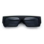 Narrow Rectangle Flat Top Horn Rim Thick Temple Plastic Sunglasses
