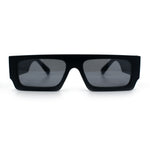 Narrow Rectangle Flat Top Horn Rim Thick Temple Plastic Sunglasses