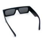 Narrow Rectangle Flat Top Horn Rim Thick Temple Plastic Sunglasses