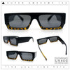 Narrow Rectangle Flat Top Horn Rim Thick Temple Plastic Sunglasses