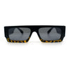 Narrow Rectangle Flat Top Horn Rim Thick Temple Plastic Sunglasses