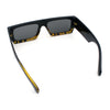 Narrow Rectangle Flat Top Horn Rim Thick Temple Plastic Sunglasses