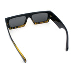 Narrow Rectangle Flat Top Horn Rim Thick Temple Plastic Sunglasses