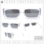 Narrow Rectangle Flat Top Horn Rim Thick Temple Plastic Sunglasses
