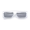 Narrow Rectangle Flat Top Horn Rim Thick Temple Plastic Sunglasses
