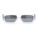 Narrow Rectangle Flat Top Horn Rim Thick Temple Plastic Sunglasses