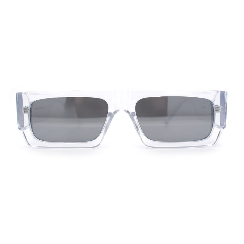 Narrow Rectangle Flat Top Horn Rim Thick Temple Plastic Sunglasses