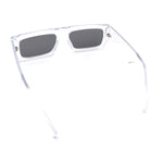 Narrow Rectangle Flat Top Horn Rim Thick Temple Plastic Sunglasses