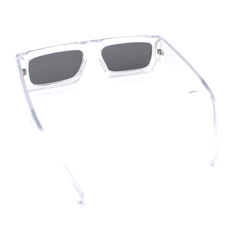 Narrow Rectangle Flat Top Horn Rim Thick Temple Plastic Sunglasses