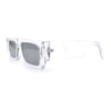 Narrow Rectangle Flat Top Horn Rim Thick Temple Plastic Sunglasses