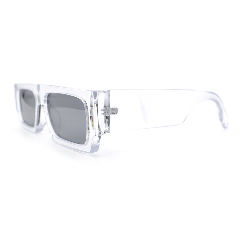 Narrow Rectangle Flat Top Horn Rim Thick Temple Plastic Sunglasses