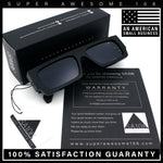 Narrow Rectangle Flat Top Horn Rim Thick Temple Plastic Sunglasses