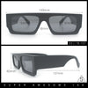 Narrow Rectangle Flat Top Horn Rim Thick Temple Plastic Sunglasses