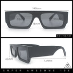 Narrow Rectangle Flat Top Horn Rim Thick Temple Plastic Sunglasses