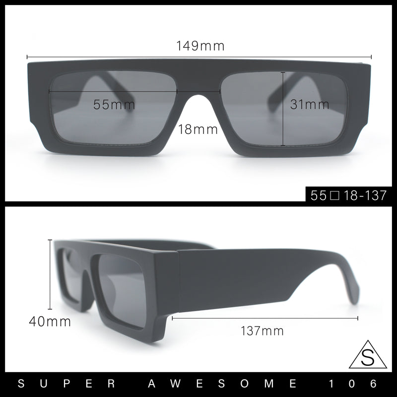 Narrow Rectangle Flat Top Horn Rim Thick Temple Plastic Sunglasses