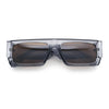 Narrow Rectangle Flat Top Horn Rim Thick Temple Plastic Sunglasses