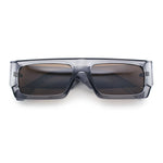 Narrow Rectangle Flat Top Horn Rim Thick Temple Plastic Sunglasses