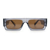 Narrow Rectangle Flat Top Horn Rim Thick Temple Plastic Sunglasses