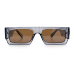Narrow Rectangle Flat Top Horn Rim Thick Temple Plastic Sunglasses