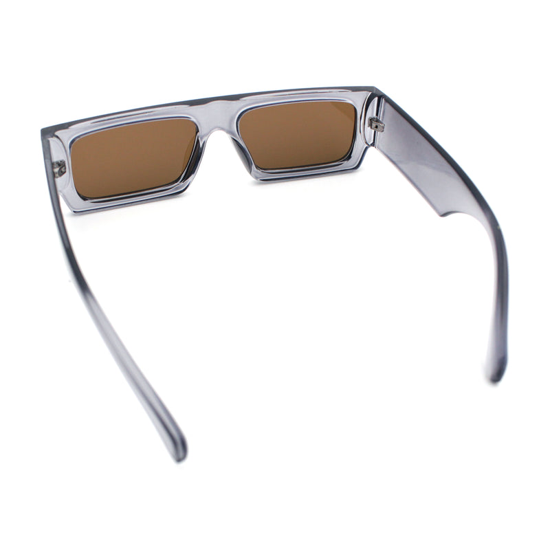Narrow Rectangle Flat Top Horn Rim Thick Temple Plastic Sunglasses