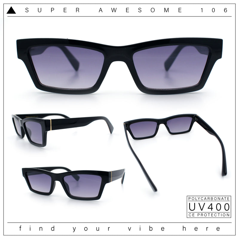 Hipster Dad Fashion Narrow Rectangle Thick Plastic Horn Rim Sunglasses